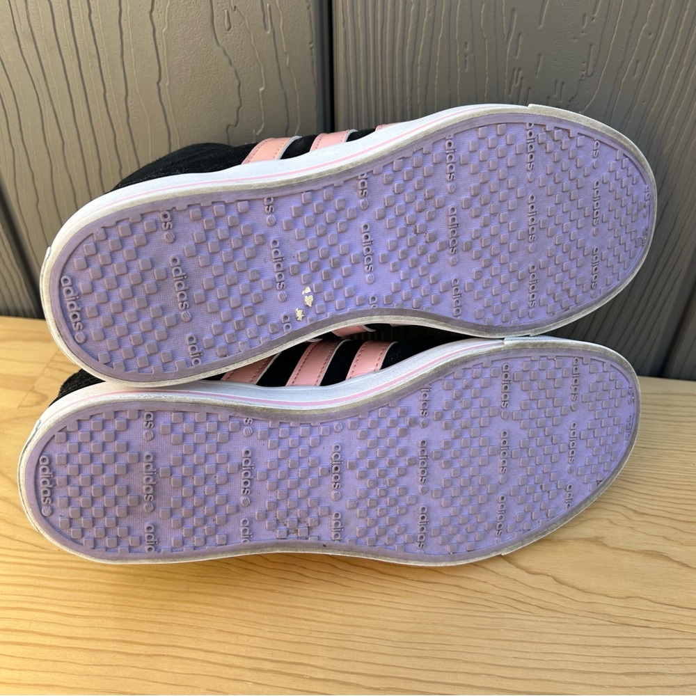 Adidas Neo Mid Shoes Black with Pink Stripes Women’s Size 8 Lace Up F39220 - Picture 9 of 9